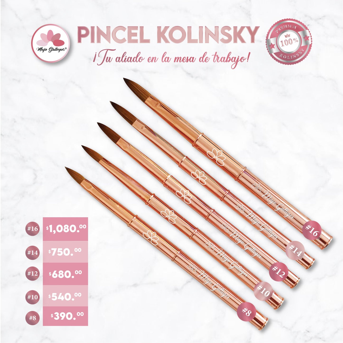 PINCEL KOLINSKY ROSE GOLD MAJO GALLEGOS